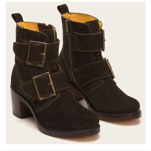 Frye suede double buckle boot